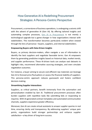 Gen AI in Procurement: A Persona-Centric Transformation