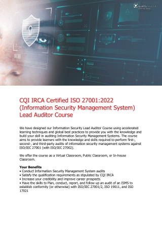 ISO 27001 Information Security Lead Auditor Training Course