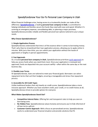 Personal loan company in Utah for 2024