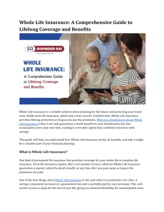 Whole Life Insurance_ A Comprehensive Guide to Lifelong Coverage and Benefits