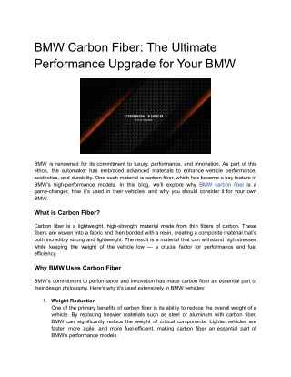 BMW Carbon Fiber_ The Ultimate Performance Upgrade for Your BMW
