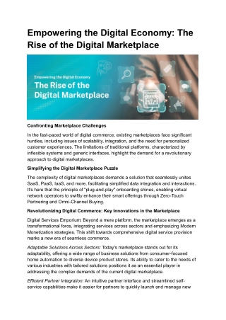 Empowering the Digital Economy The Rise of the Digital Marketplace