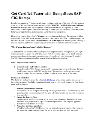 SAP-C02 Dumps by DumpsBosss  The Study Aid You Need