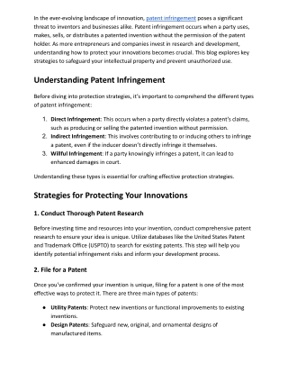 Patent Infringement How to Protect Your Innovations