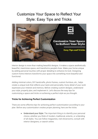 Customize Your Space to Reflect Your Style_ Easy Tips and Tricks