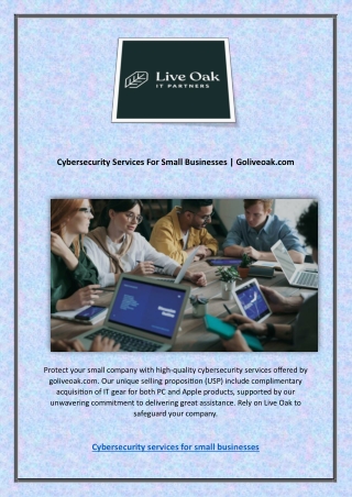 Cybersecurity Services For Small Businesses | Goliveoak.com