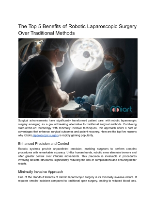 The Top 5 Benefits of Robotic Laparoscopic Surgery Over Traditional Methods