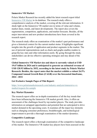 Immersive VR Market Size Worth USD 128.92 Billion by 2032 | CAGR: 26.5 %