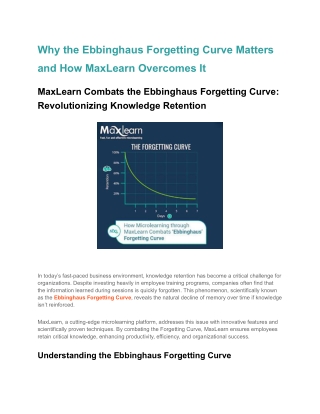 Why the Ebbinghaus Forgetting Curve Matters and How MaxLearn Overcomes It