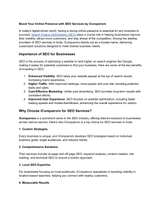 Boost Your Online Presence with SEO Services by iConquerors