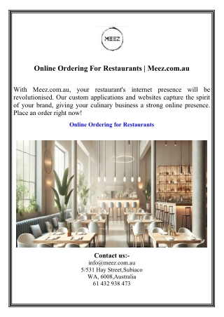 Online Ordering For Restaurants  Meez.com.au