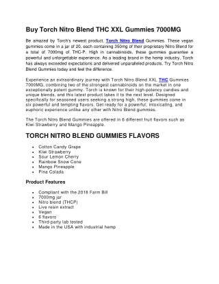 Buy Torch Nitro Blend THC XXL Gummies 7000MG