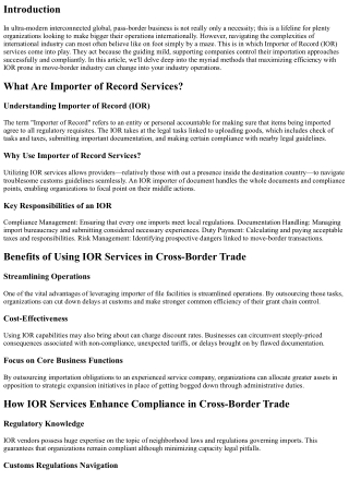 Maximizing Efficiency with IOR Services in Cross-Border Trade