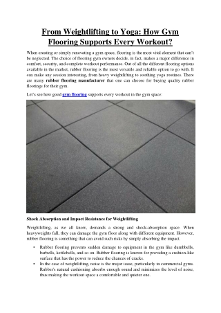 From Weightlifting to Yoga: How Gym Flooring Supports Every Workout?
