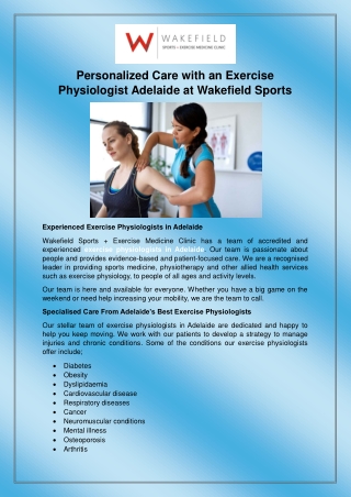 Personalized Care with an Exercise Physiologist Adelaide at Wakefield Sports