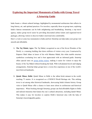 Exploring the Important Monuments of India with Group Travel