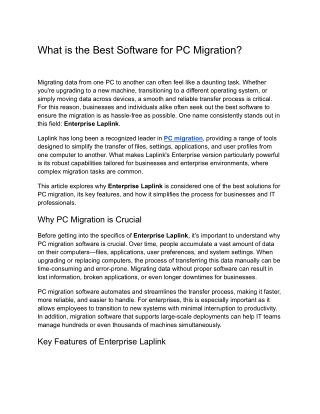 What is the Best Software for PC Migration