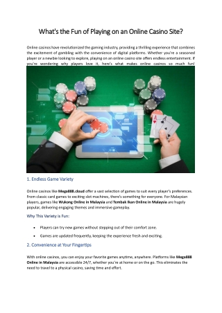 What's the Fun of Playing on an Online Casino Site