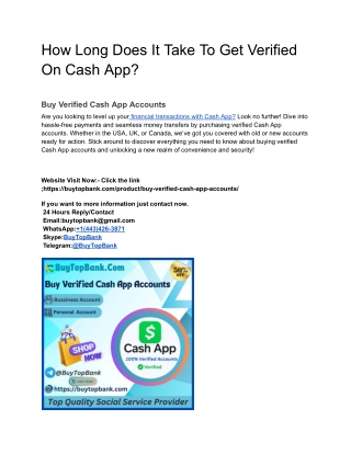 How Long Does It Take To Get Verified On Cash App accounts