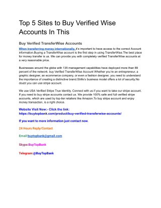 Top 5 Sites to Buy Verified Wise Accounts In This