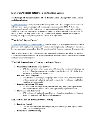 Master SAP SuccessFactors for Organizational Success