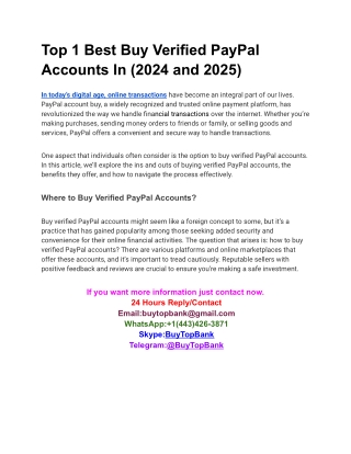 Top 1 Best Buy Verified PayPal Accounts In (2024 and 2025)