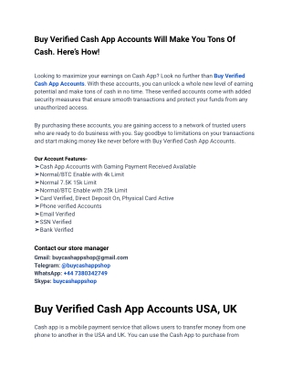 Get the best benef it's Buy Verified Cash App Accounts
