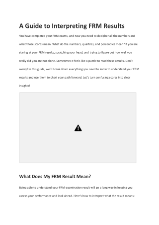 A Guide to Interpreting FRM Results