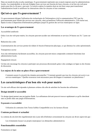'E-gouvernement' : comment un bon site peut faciliter l'administration locale ?