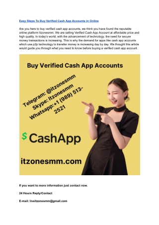Easy Steps To Buy Verified Cash App Accounts in Online