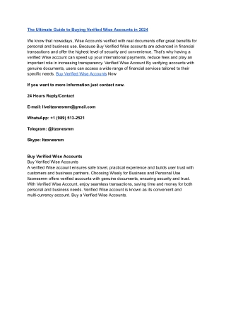 The Ultimate Guide to Buying Verified Wise Accounts in 2024