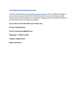 Top 5 Sites for Buy Old Gmail Accounts