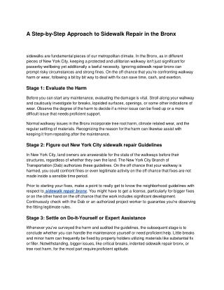 A Step-by-Step Approach to Sidewalk Repair in the Bronx