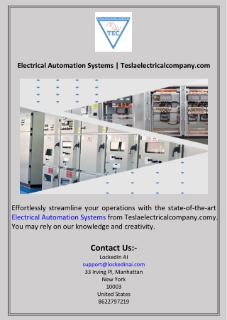 Electrical Automation Systems  Teslaelectricalcompany.com