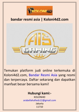 bandar resmi asia  Koloni4d2.com