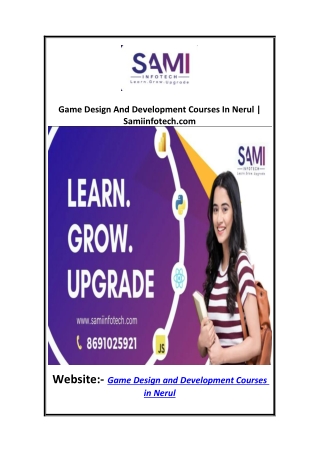 Game Design And Development Courses In Nerul  Samiinfotech.com
