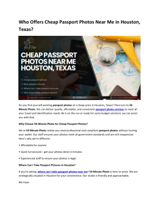 Cheap Passport Photos Near Me in Houston, Texas?