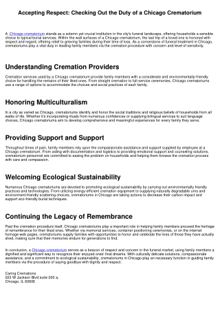 Embracing Respect: Exploring the Role of a Chicago Crematorium