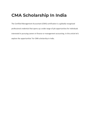 CMA Scholarship In India