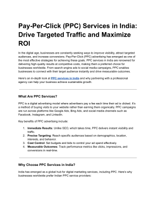 Pay-Per-Click (PPC) Services in India