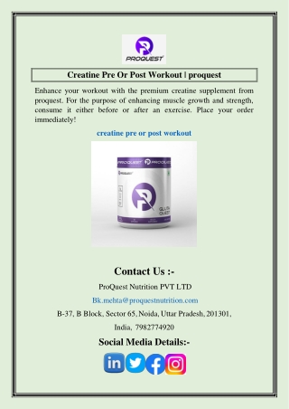 Creatine Pre Or Post Workout  proquest