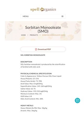 Sorbitan Monooleate- Perfecting Food Emulsions and Cosmetic Creams