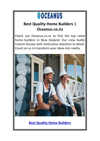 Best Quality Home Builders  Oceanus.co.nz