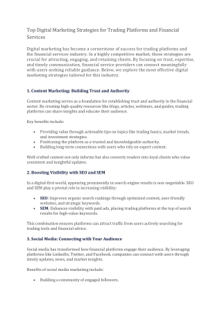 Top Digital Marketing Strategies for Trading Platforms and Financial Services