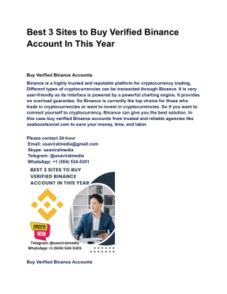 Best 3 Sites to Buy Verified Binance Account In This Year