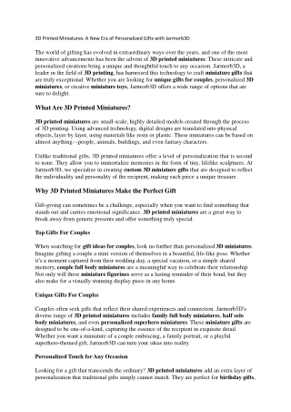 3D Miniature Gifts, Statues | Buy Miniature Painting, Model - Jarmorb3D