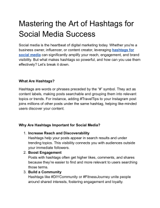 Mastering the Art of Hashtags for Social Media Success
