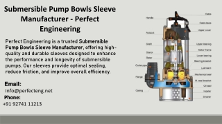 Submersible Pump Bowls Sleeve Manufacturer - Perfect Engineering