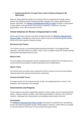 Empowering Women Through Policy_ India’s Initiatives Explained _ My Abhinandan