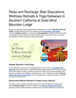 Relax and Recharge_ Best Staycations, Wellness Retreats & Yoga Getaways in Southern California at Quiet Mind Mountain Lo